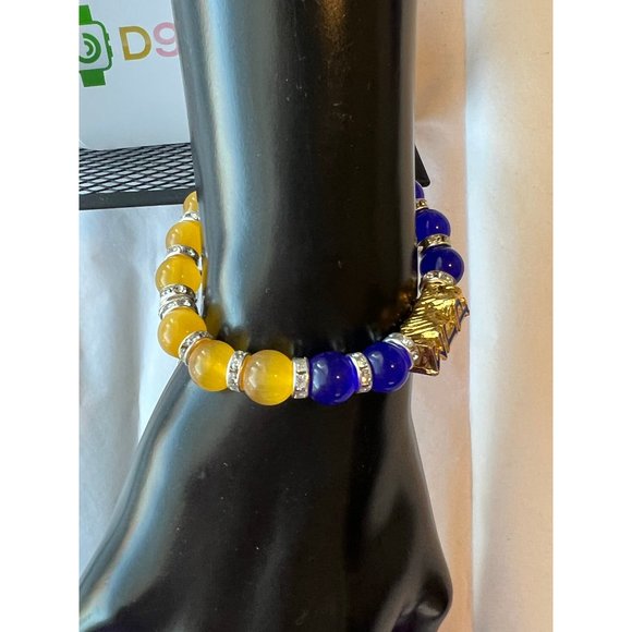 Sigma Gamma Rho Bling Natural Agate Soror Charm Bracelet - Picture 4 of 11